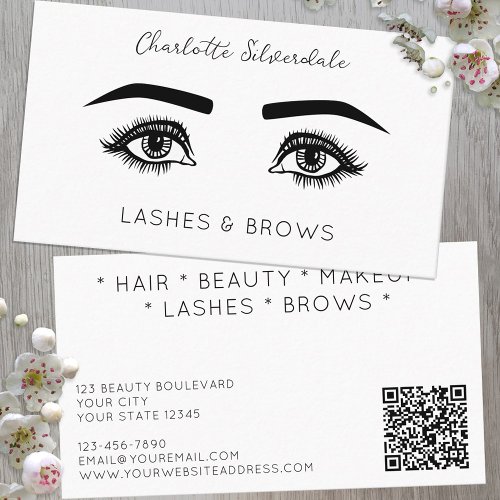 Beauty Makeup Artist Eyelashes QR code Business Card