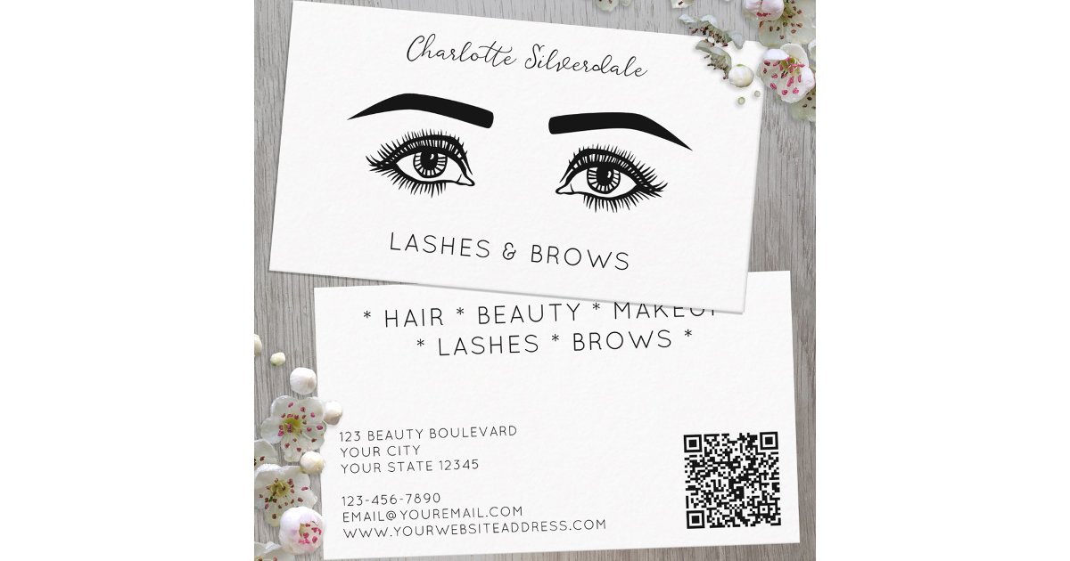 Beauty Makeup Artist Eyelashes QR code Business Card | Zazzle