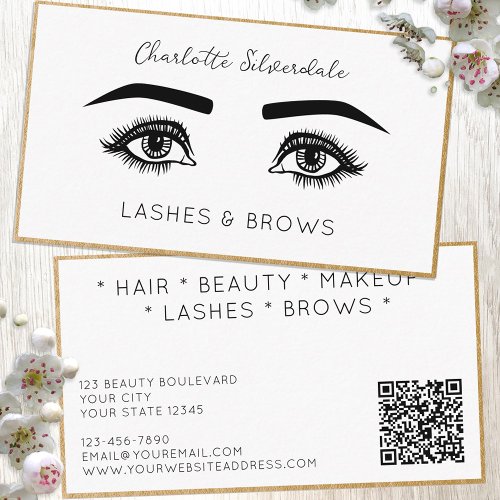 Beauty Makeup Artist Eyelashes QR code Business Card