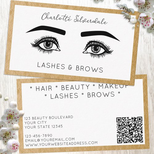 Beauty Makeup Artist Eyelashes QR code Business Card