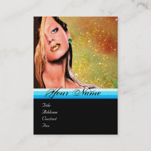 BEAUTY MAKEUP ARTIST monogram blue yellow sapphire Business Card