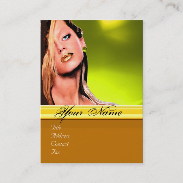 BEAUTY MAKEUP ARTIST monogram grey topaz yellow Business Card (Front)