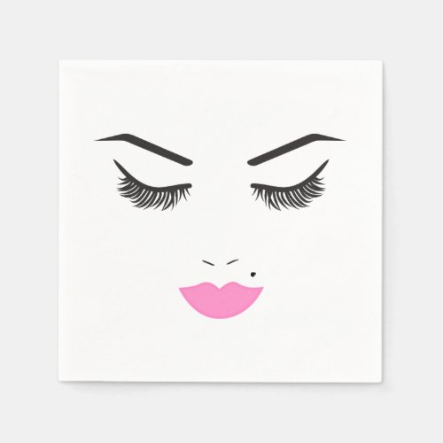 Beauty Makeup Face Lashes  Pink Lips Salon Napkins