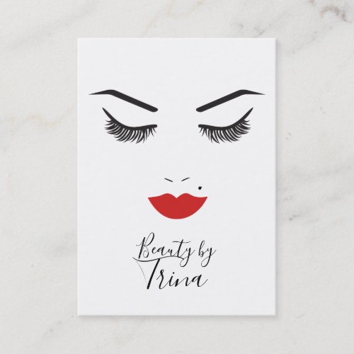Beauty Makeup Face Lashes  Red Lips Salon Business Card