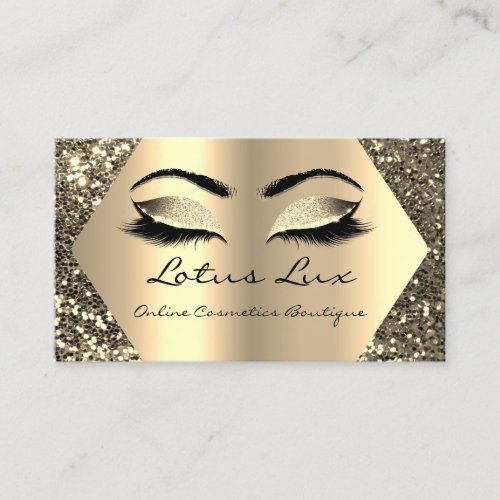 Beauty Makeup Lashes Gold Spark Social Media Logo Business Card