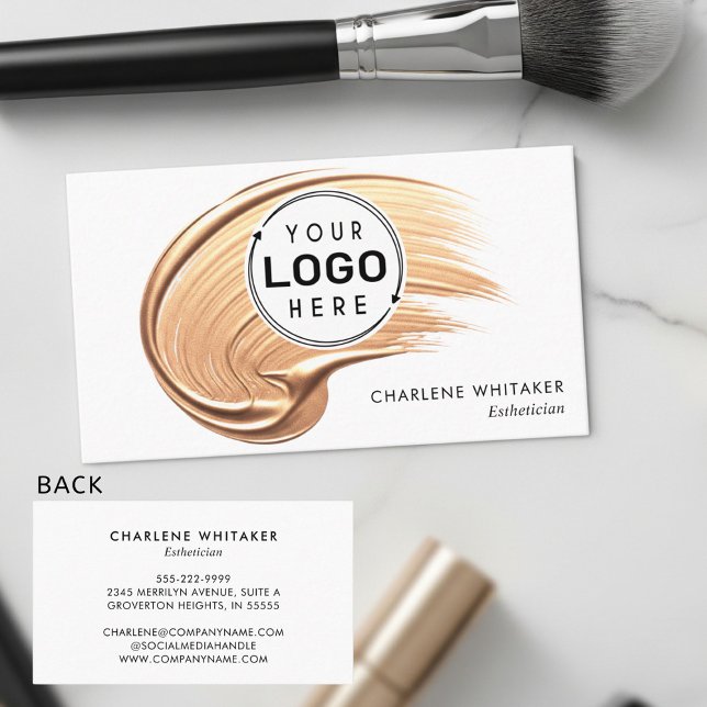 Beauty Makeup Salon Your Logo Liquid Makeup Business Card (Creator Uploaded)