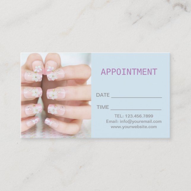 beauty manicure nail salon Appointment Card (Front)