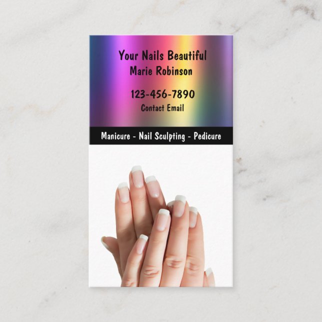 Beauty Manicured Nails Business Cards (Front)