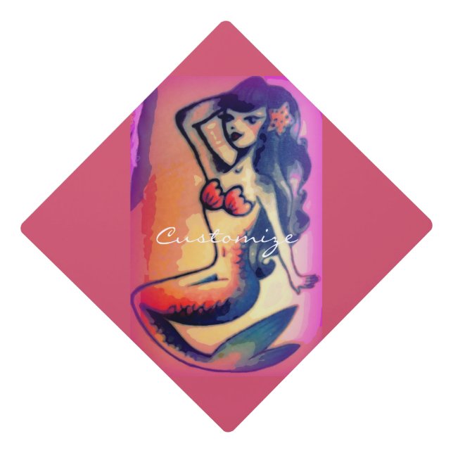 Beauty mermaid posingThunder_Cove Graduation Cap Topper (Front)