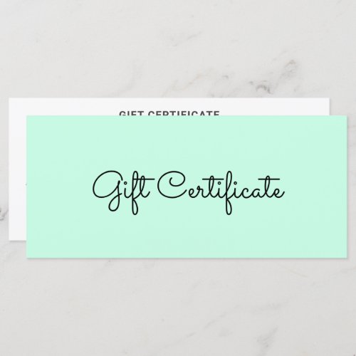 Beauty Mint Green Business Gift Certificate