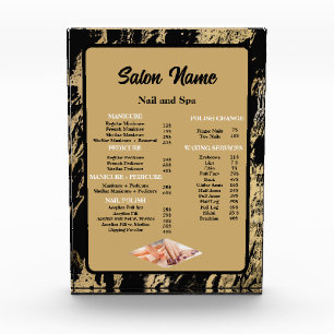 Beauty Nail Salon Price List menu Black Marble Photo Block