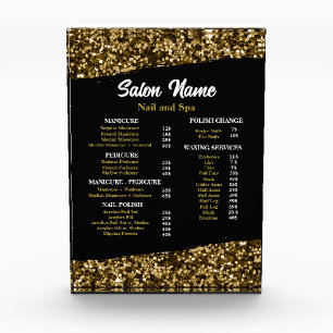 Beauty Nail Salon Price List menu gold confetti Photo Block