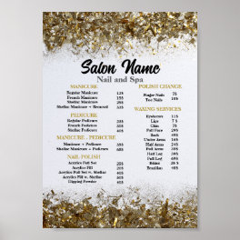 Beauty Nail Salon Price List menu gold confetti Poster