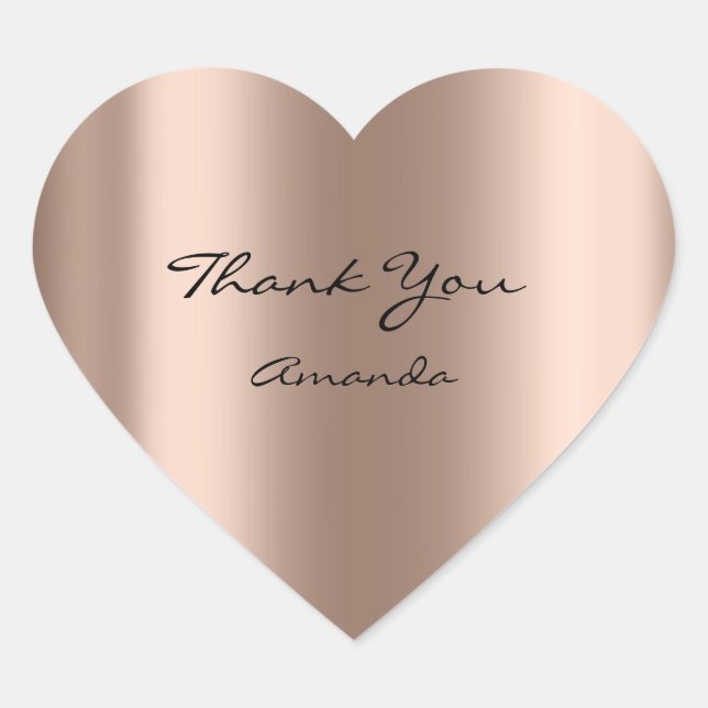 Beauty Name Bridal Heart Thank Rose Gold Metallic Sticker (Front)