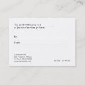 Beauty & Natural Wellness Retail Gift Certificate (Back)