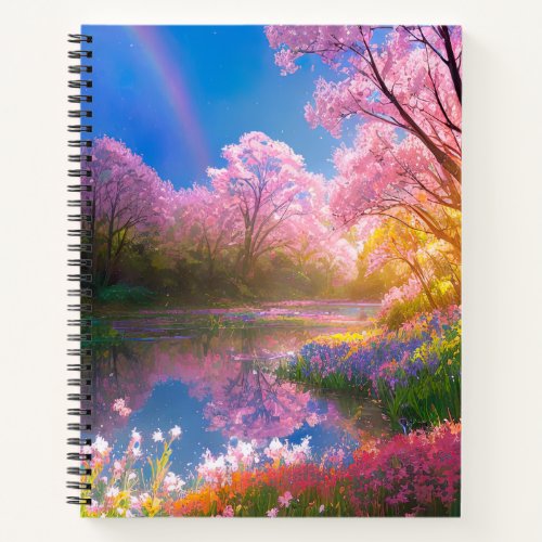 Beauty of a Blossom_Adorned Pond After the Rain Notebook