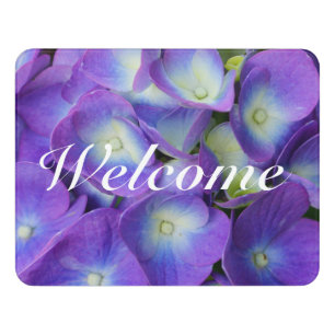 Beauty Of a Blue Hydrangea Welcome Door Sign