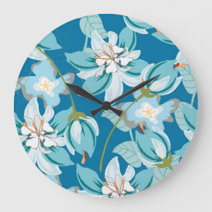 Beauty of a retro floral motif in lovely decor. large clock