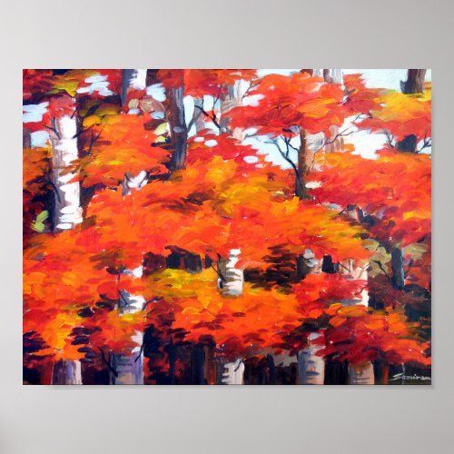 Beauty of Autumn Forest_Acrylic on Canvas Painting Poster