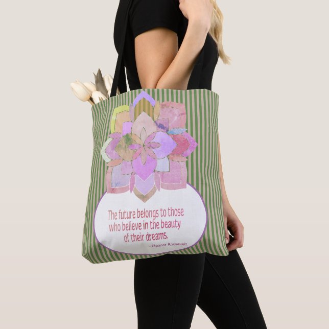 Beauty of Dreams Quote Tote Bag (Close Up)