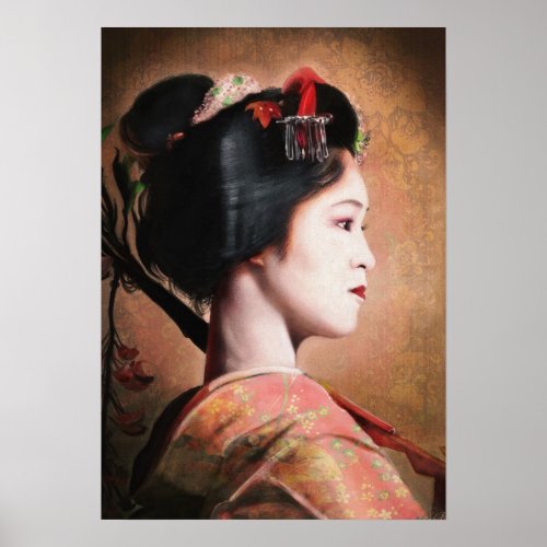 Beauty of Geisha _ oriental japanese lady painting Poster