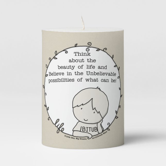 Beauty of Life Pillar Candle (Front)