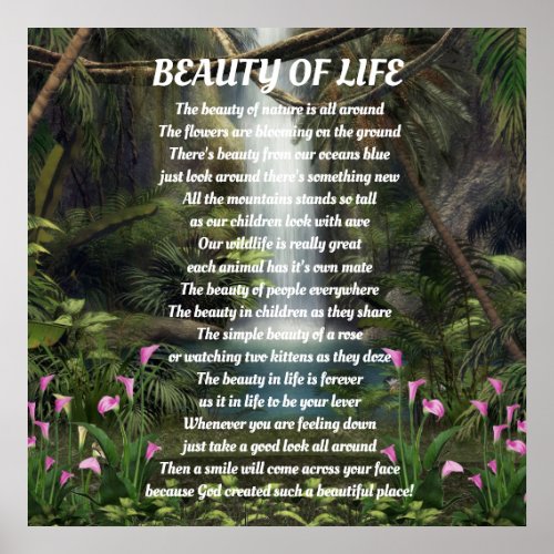 Beauty of life poem poster