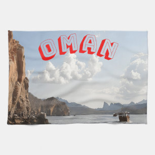 Beauty of Oman's coastline  Kitchen Towel