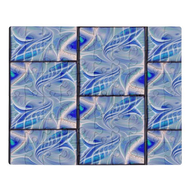 Beauty of the Blues Fractal Tessellation Geometric Jigsaw Puzzle (Puzzle Horizontal)