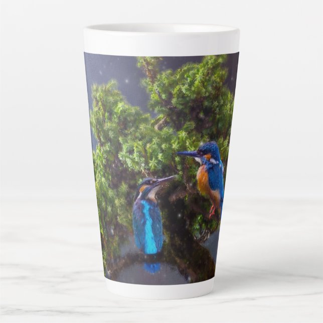 Beauty of Wilderness- Kingfisher and Bonsai  Latte Mug (Front)