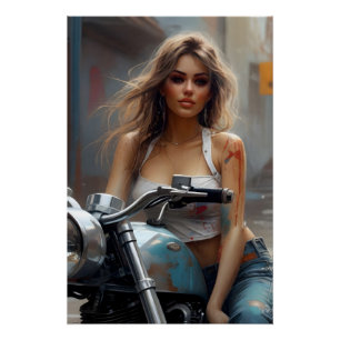 beauty on the motorcycle artwork poster