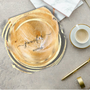 Beauty Organic Shop QR Code Logo White Gold Paint  Square Business Card