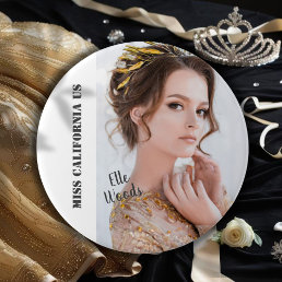 Beauty Pageant Button Pin - Dark Text