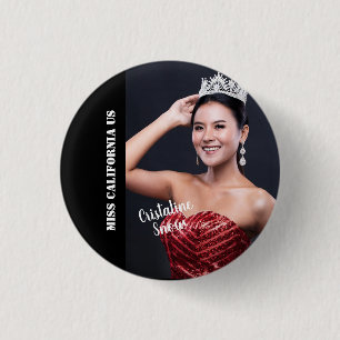 Beauty Pageant Button Pin - Light Text