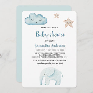 Beauty Pastel Blue Elephant  Invitation