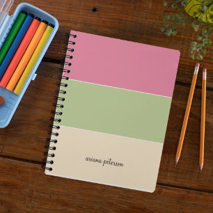 Beauty Pastel Color Block & Script Name Notebook