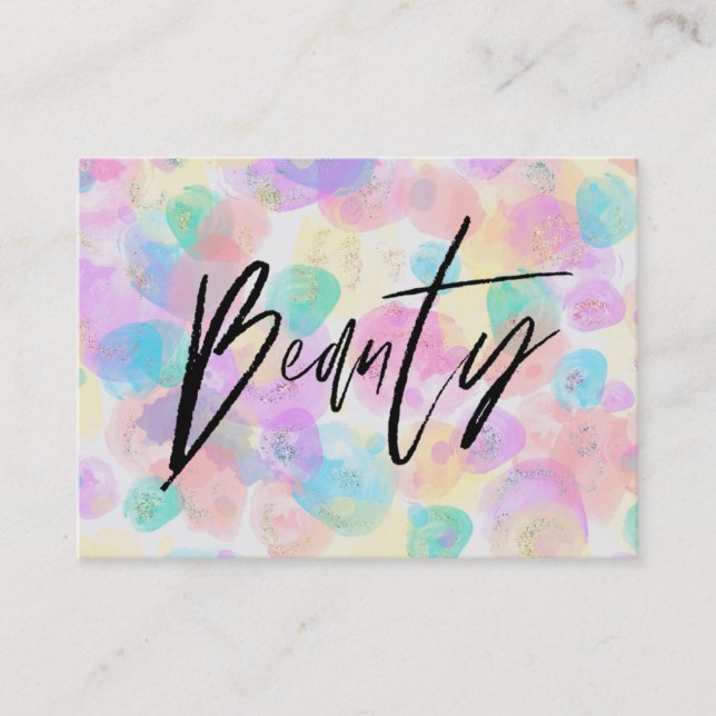 *~* BEAUTY Pastel Colorful Rainbow Modern Abstract Business Card (Front)
