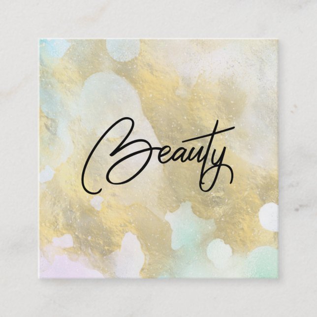 ~* BEAUTY Pastel Rainbow Gold Foil  Business Card (Front)