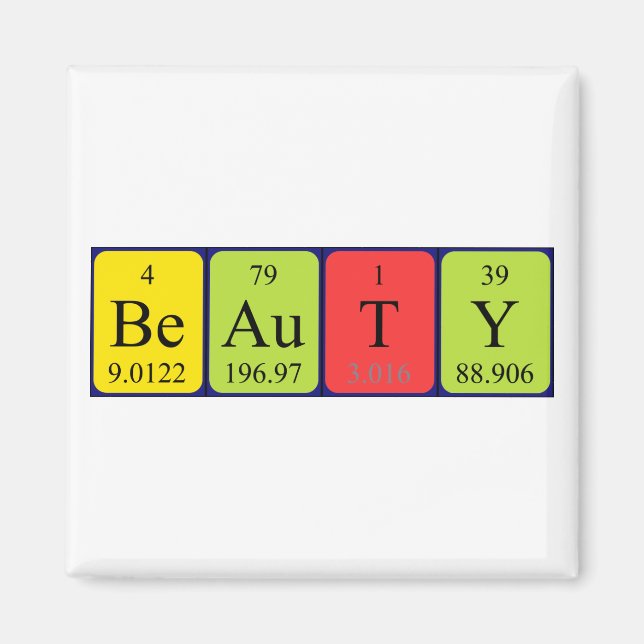 Beauty periodic table name magnet (Front)