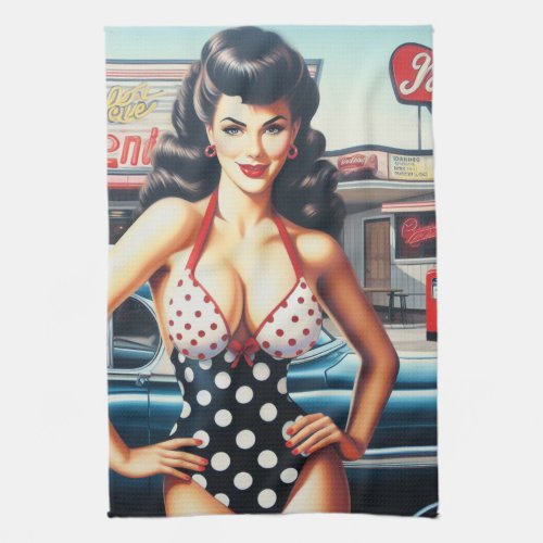 Beauty Pin Up Vintage Girl Kitchen Towel