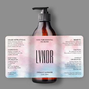 Beauty Pink Blue Cloud Modern Ingredients Product Label