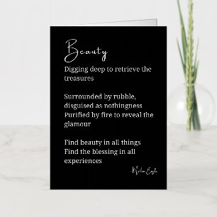Beauty poem poetry black white  foil greeting card