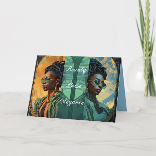 Beauty Poise Elegance African Lady Birthday Card