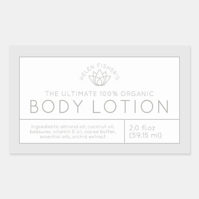 Beauty product ingredients gray white lotus label (Front)