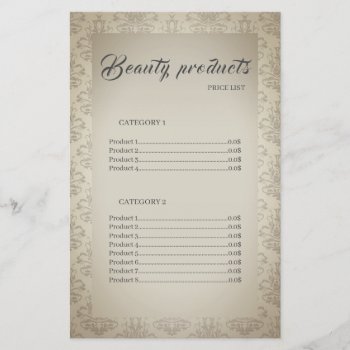 Beauty Products Elegant Frame Price List by paplavskyte at Zazzle