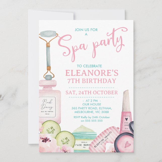 Beauty Products Spa Party Birthday Invitation (Front)