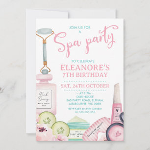 Beauty Products Spa Party Birthday Invitation