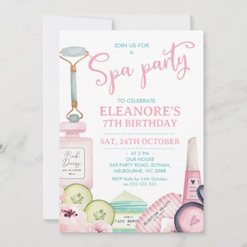 Beauty Products Spa Party Birthday Invitation