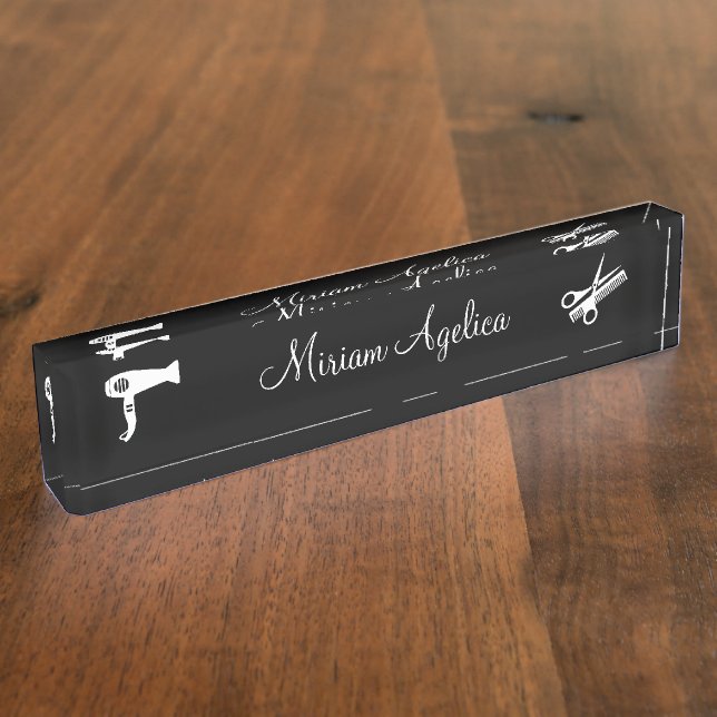 Beauty Professional Hairstylist Desk Name Plate (Side)