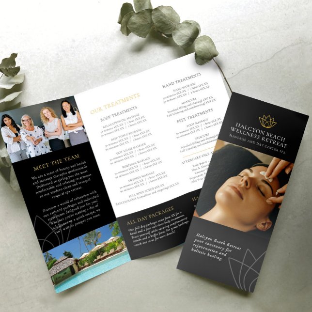 Beauty promotion price list lotus black gold logo brochure (Creator Uploaded)